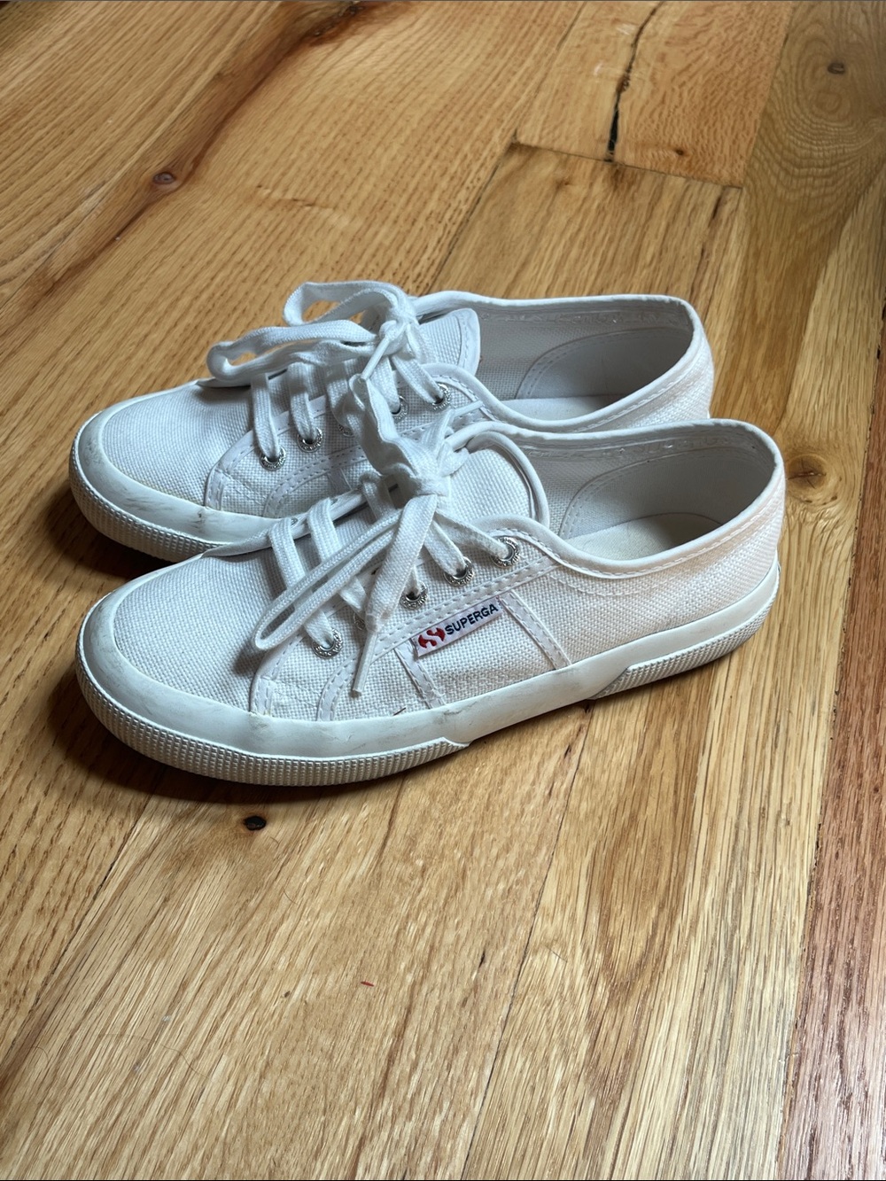 Superga White Low-Top Canvas Lace-Up Sneakers